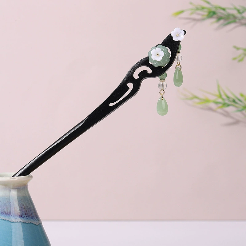 Китайская шпилька для волос с кисточками, аксессуар для волос из сандалового дерева, зажим для волос, Ханьфу