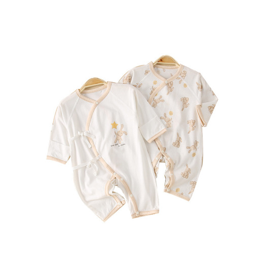 Newborn summer thin lace-up jumpsuit pure cotton jersey summer long-sleeved jumpsuit air-conditioned baby clothes