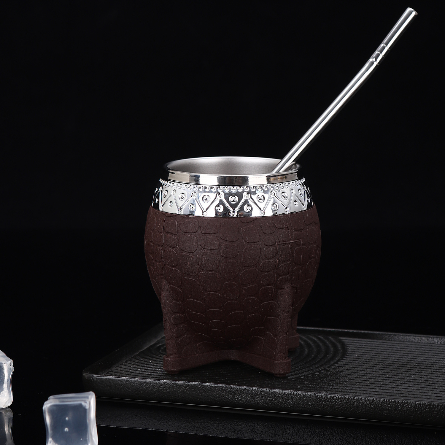 Copa Amazon 304 de acero inoxidable Madai con paja, textura de caparazón de tortuga, taza de cáscara de huevo, taza de aislamiento argentino creativo