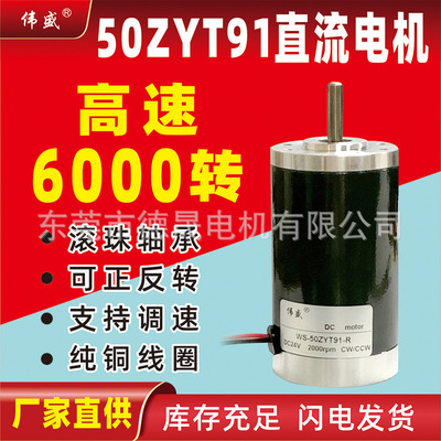现货供应伟盛12V~24V高速直流电机50ZYT91-R调速永磁直流微型电机|ru