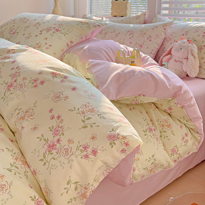 100 algodón cuatro piezas cubierta de cama 2025 nuevo dormitorio de estudiantes sábanas de tres piezas cubierta de cama