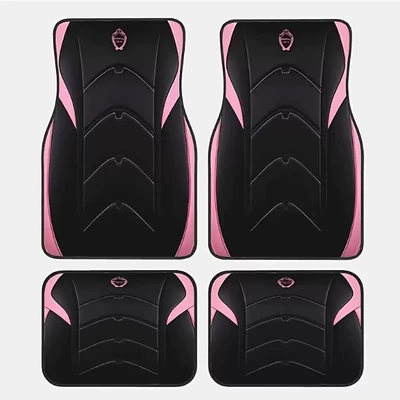 Simple Car Floor Mats, Four-Piece, Avtomobil döşəmə paspasları - black-and-pink-cushion-2510b-3344cm-two-piece-pack