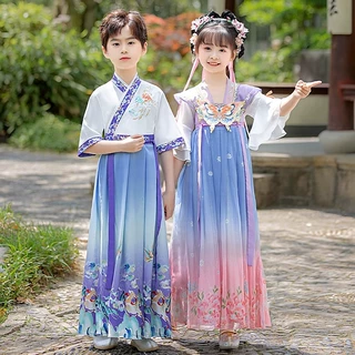 汉服男童女童2025新款儿童国学服书童古装中国风唐装女朗诵演出服