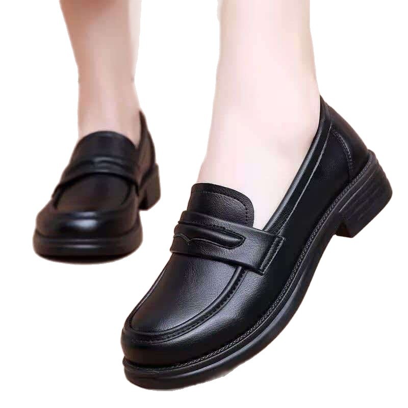 Zapatos de Lefour para mujeres primavera y otoño 2026 nuevos zapatos de mamá zapatos de cuero suave zapatos de cuero planos zapatos de mujer británicos