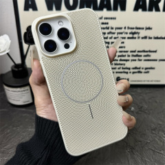 iPhone17 冷却通気性薄型サークル磁気電話ケース Apple 16 つや消し超薄型 PC 落下防止保護カバーに適しています