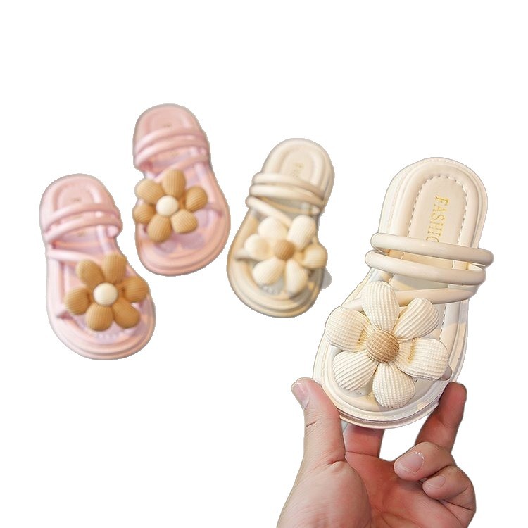 Niña princesa zapatillas de verano 2026 nuevas niñas flores sandálias de playa de moda para niños zapatillas