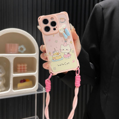 苹果16/17Promax挂绳手机壳iPhone11/13猫咪女款14/15卡通保护套