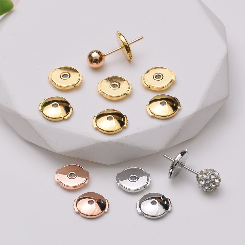 Color-retaining 18K gold-wrapped large disc UFO ear plug fixed ear studs buckle diy universal silicone plug material accessories