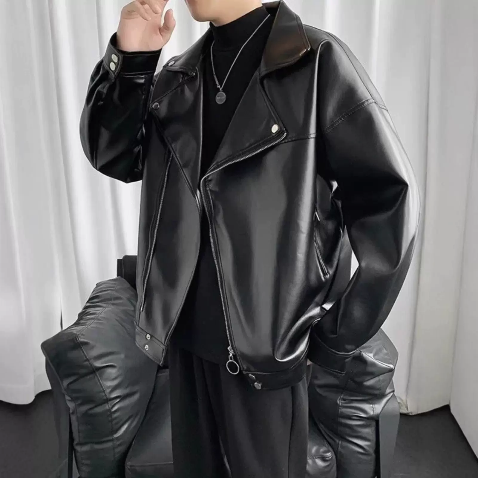 百搭皮衣男士外套皮夹克情侣装春秋季美式潮流痞帅宽松大码机车服