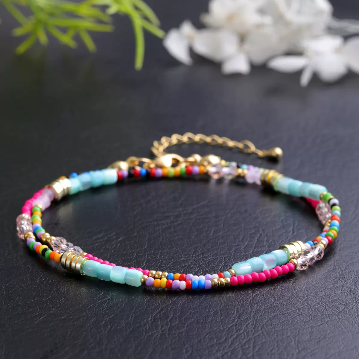 轻奢高级感女细米珠编织项链夏季多巴胺活力配色项饰直供批发项链