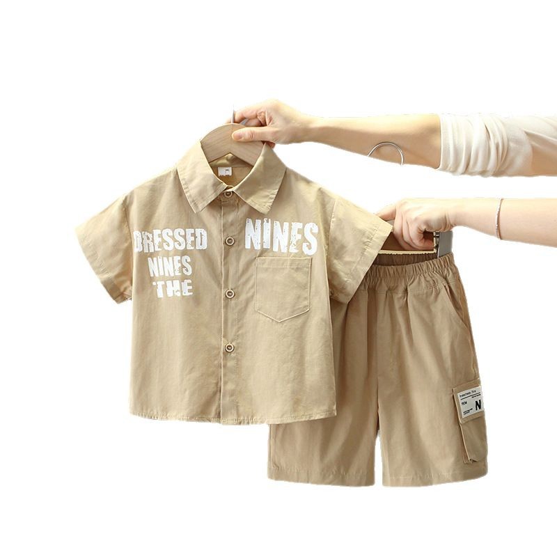 7868 Traje de verano para niños 2025 Nuevo estilo Camisa de moda para niños Pantalones cortos Traje de dos piezas Ropa de verano para bebés Trendy