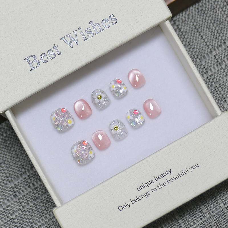 [Children's Wear Nails] Purely Handmade Manicure Patches, New High-End Boutique Ice-Transparent Series Cat-Eye Fake Nails