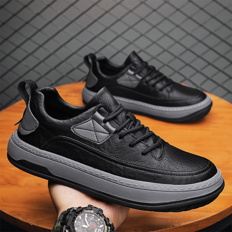 Men's new autumn and winter thick-soled versatile sports and leisure shoes, personalized and trendy men's leather shoes, retro fashion sneakers