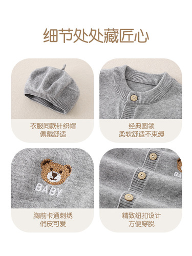 Fall New Arrival A-Type Baby Knitted All-in-One Suit for Toddlers and Kids, Boys' Autumn Outfits and Crawling Wear