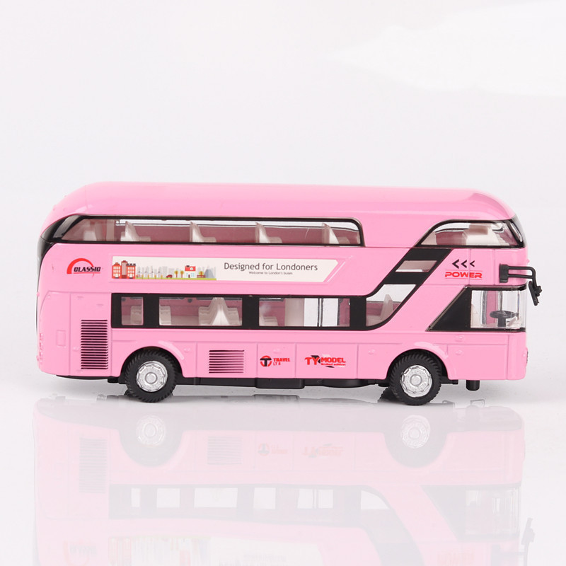 Tianing aleación coche modelo 1:36 doble capa bus tiying back sonido luz juguete autobús coche música modelo adornos