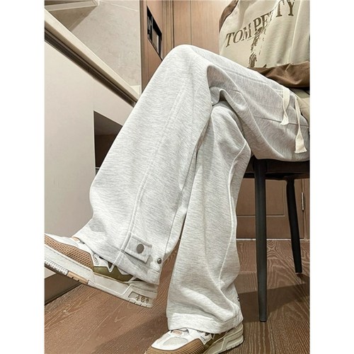 Men's Spring 2024 Trendy American Casual Sport Sweatpants, Cool Loose Straight Leg Wide Leg Casual Pants