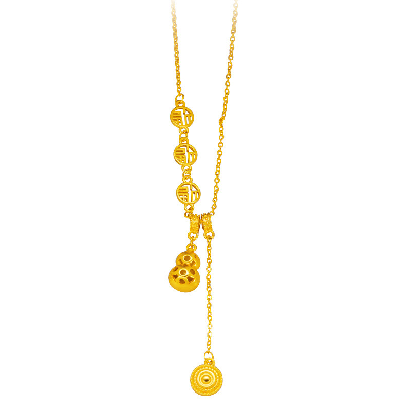 [high color retention] gold shop with ancient gold plating real gold lucky lucky gourd necklace jewelry_voghion.com