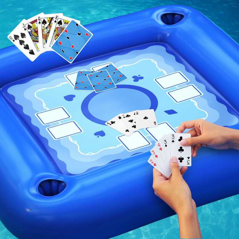 Factory Inflatable Pvc Lounge Chair Poker Table Swimming Pool Party Game Mat Sunshade Water Tray Floating Table Floating Row