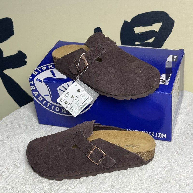 勃肯鞋男女鞋款牛皮包头半拖高品质真皮软木厚底外穿钓鱼凉拖鞋|undefined
