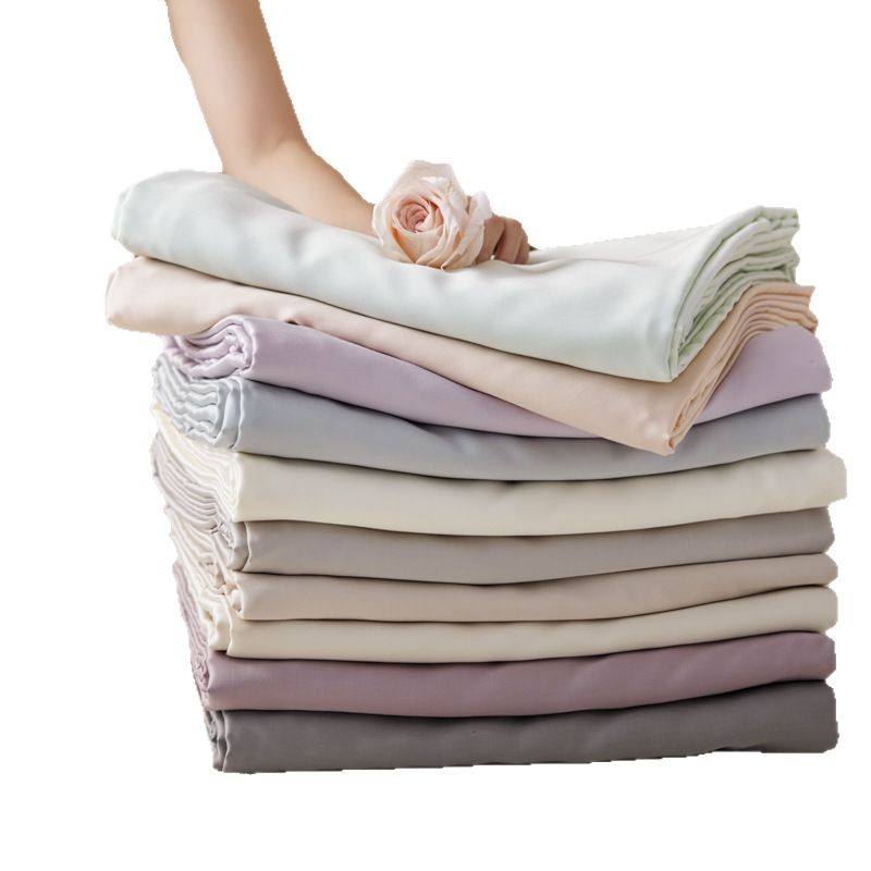 Breathable Tencel Duvet Cover Solid Colour Silk Feel Bedding Set_voghion.com