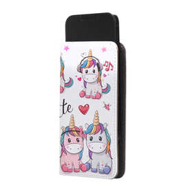 适用苹果16通用滑板上下推插卡万能保护套推窗手机壳三星彩绘皮套