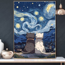 d钻石画可爱小猫贴钻十字绣满钻星空猫咪钻石挂画跨境速卖通爆款