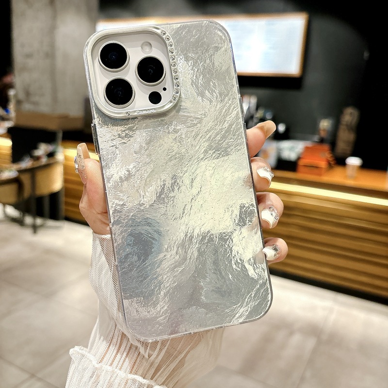 Apple 17 Pro Max用スマホケース IMD錫箔模様 iPhone17ラインストーンレンズ 13/14保護ケース 12対応|undefined