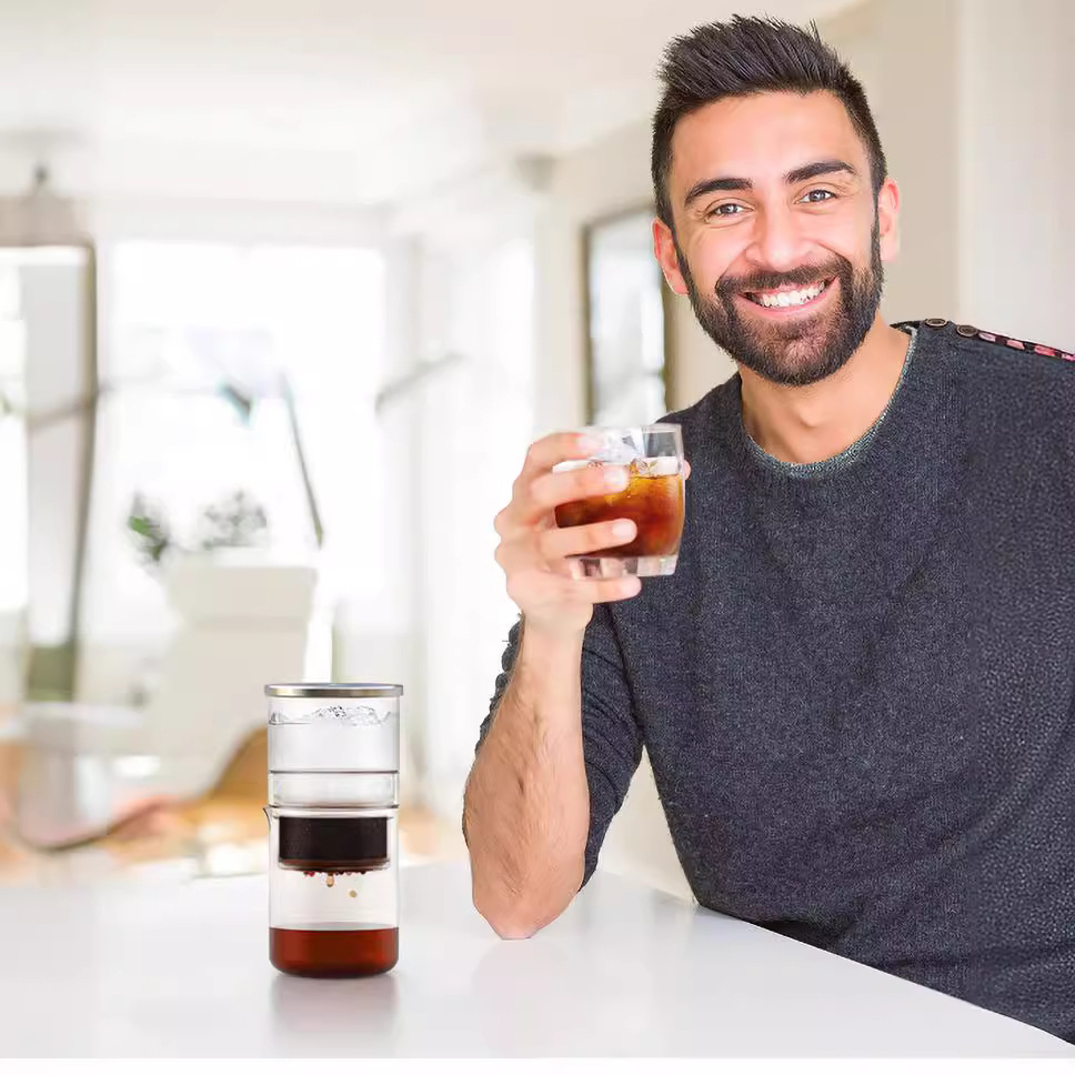 ICafilas hielo cubito de hielo goteo cafetera tetera fría fruta verde taza de café aparato al por mayor de extracción de frío olla