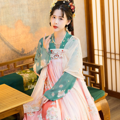 Tang Dynasty Hanfu Fairy dress for women tang system hanfu at the sound of the music two chip embroidery improved double-breasted chest Ru skirt outfit