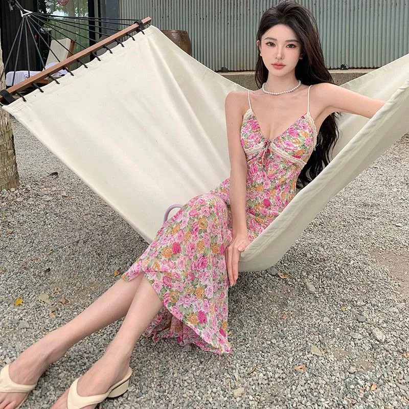 Трансграничное чистое кружевное платье с цветочным поясом