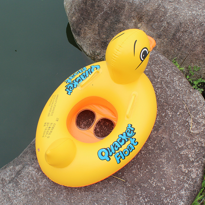 Mufoys Hot Sale Inflatable Toys with Handle Duck Shaped Seat Boat Children's Boat Swimming Ring Water Playing Swimming Ring