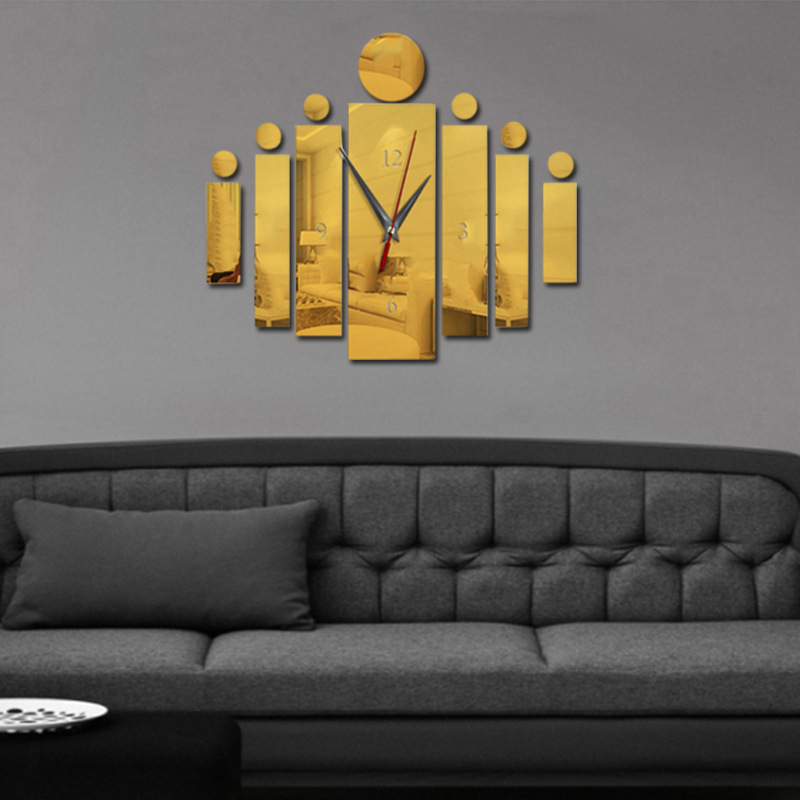 Crystal three-dimensional acrylic home living room background wall sticker clock creative decoration painting_voghion.com