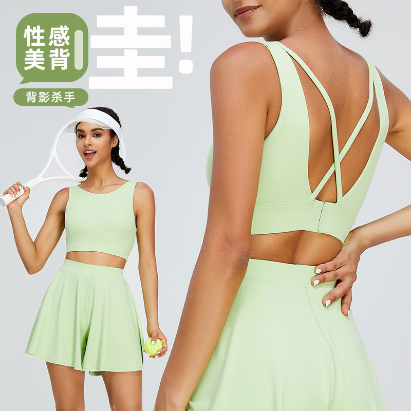 Ropa interior deportiva de secado rápido desnudo transfronterizo de alta resistencia a prueba de golpes hebilla trasera sujetador de yoga belleza espalda fitness ropa de yoga