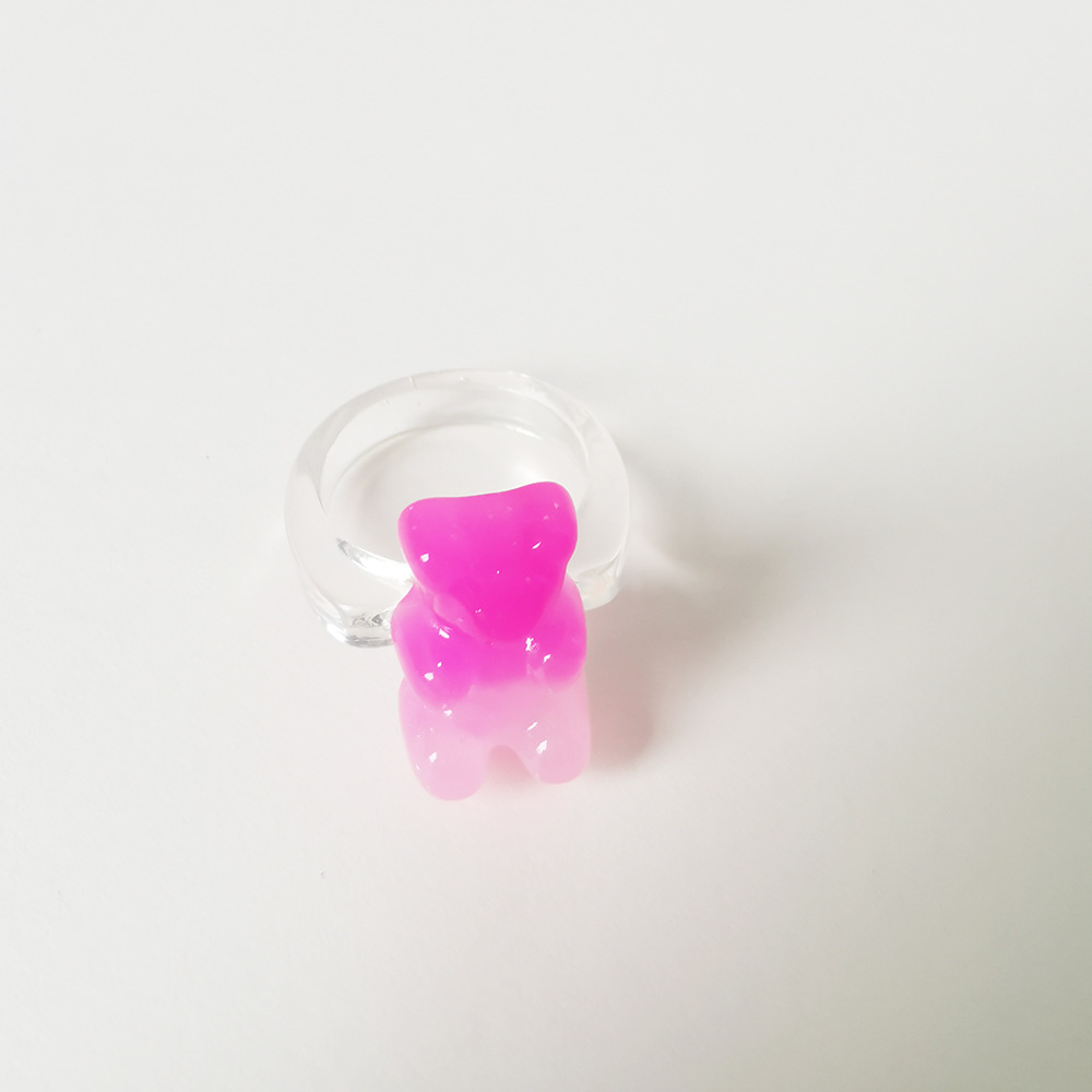 4g Weight Rings Classification 1 Piece Quantity Daily Occasion Acrylic Material Bear Pattern Women's Gender Cute Style Cute Bear Arylic Women's Rings 17