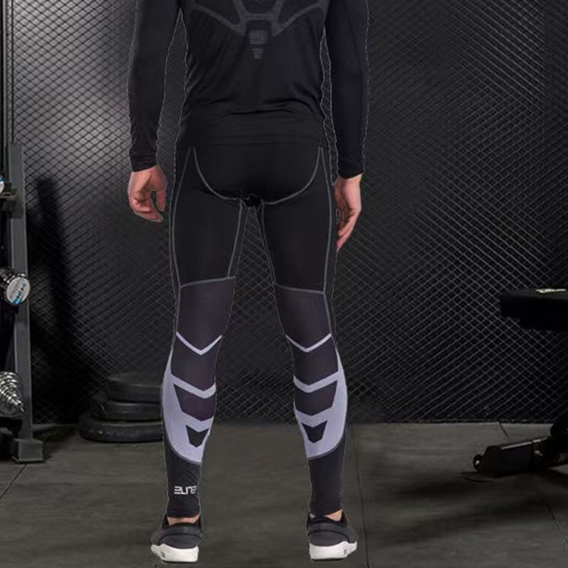 Pantalones de gimnasio para hombres de gimnasio para carreras de baloncesto impresión de pantalones apretados de nueve puntos para hombres que absorben sudor de alta velocidad elástica pantalones de compresión seca en stock