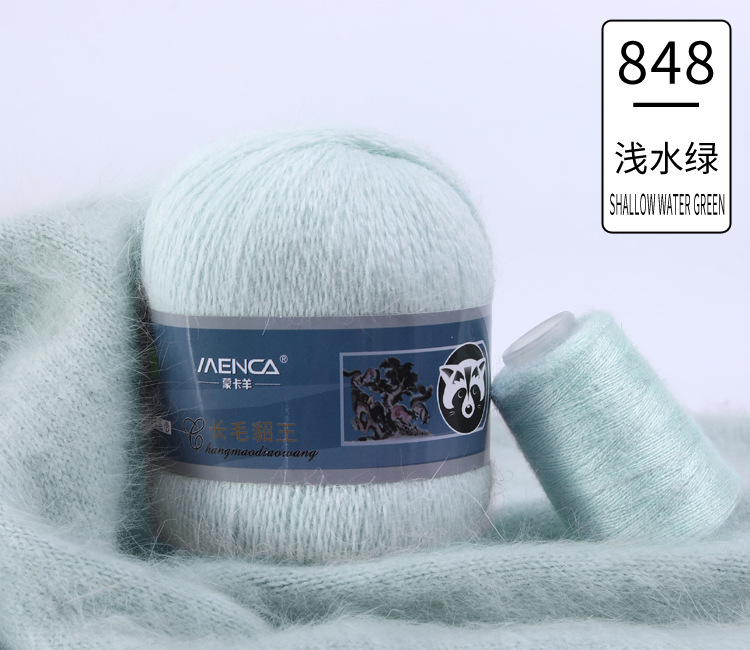 Hilo de lana de visón de lana larga Monopolio de la marca MENCA Hilo de lana de conejo de Angora Hilo de punto hecho a mano de 2 hilos