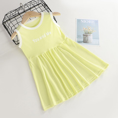 Summer Children's Dress Wholesale Girl's Solid Color Onesie Baby Sleeveless Thin Ice-Cool Backless Dress