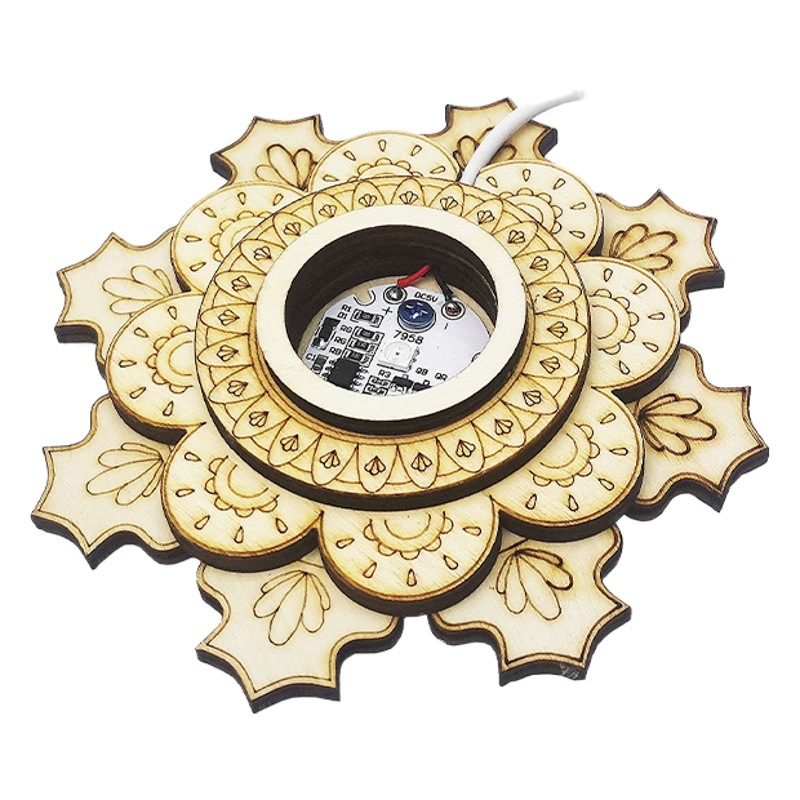 Madera de siete estrellas arsenal lámpara titular Lotus LED noche luz lámpara titular de cinco Hojas de Trébol soporte de la lámpara de trébol de luz de color frío y cálido