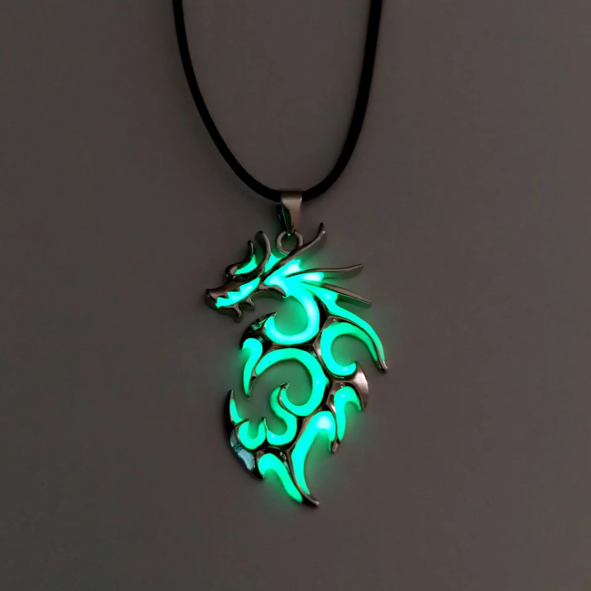 Pendant Necklace Classification 1 Piece Quantity Ethnic Style Dragon Alloy Rope Luminous Plating Men's Pendant Necklace