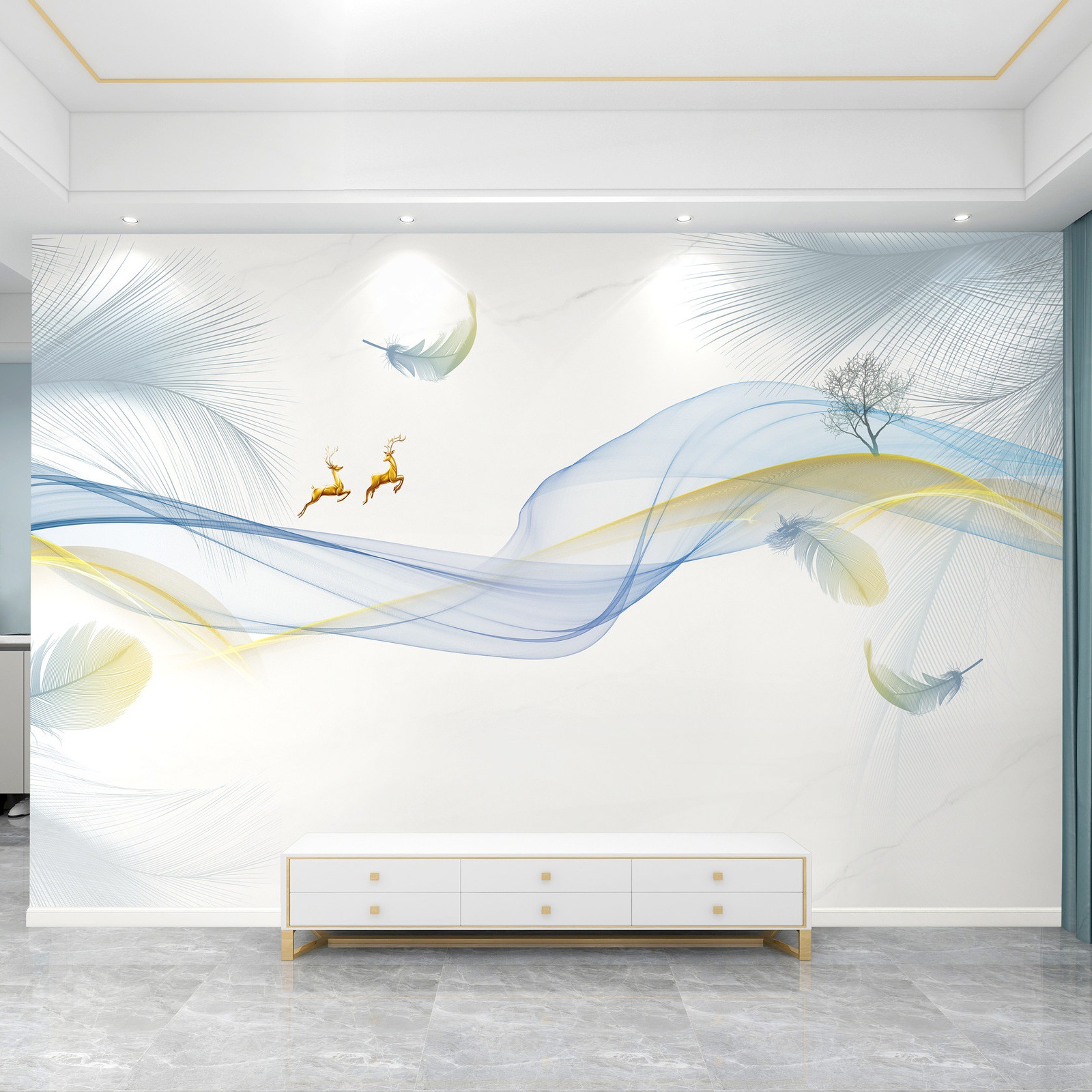 2026 New TV Background Wall Mural Modern Simple Wall Cloth Wallpaper…