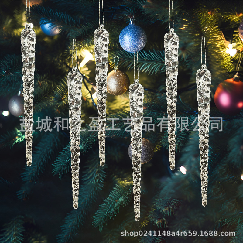 12pcs 15cmクリスマスアクリル氷柱氷柱氷山飾り結婚式クリスマスシーン装飾ストラップ|undefined