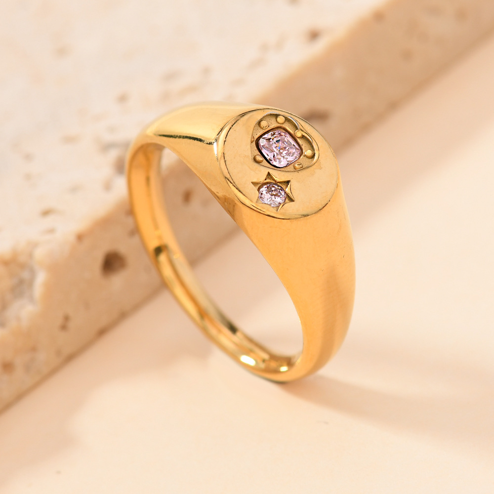 Venta caliente europea y americana joyería de acero inoxidable fundición anillo de amor redondo diamante femenino anillo de pareja de acero de titanio anillo