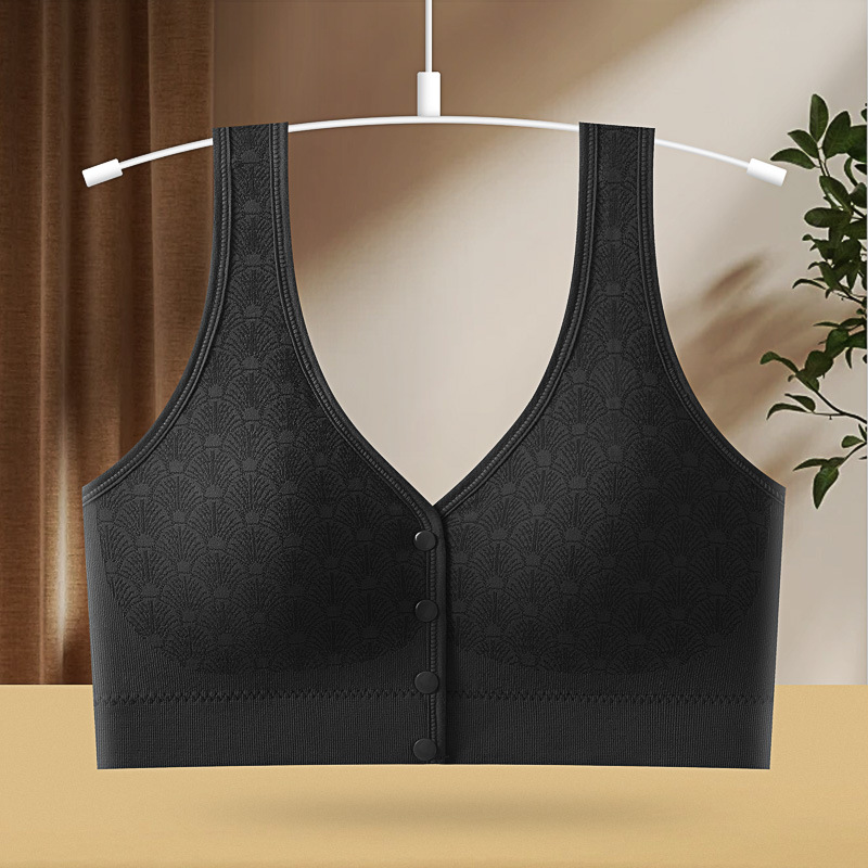 La ropa interior de la madre con hebilla frontal se reúne sin anillo de acero, sujetador tipo chaleco de pecho, sujetador de lactancia para mujeres de mediana edad y ancianas