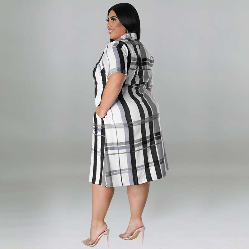 Plus Size Damen Karohemd Kurzarm Freizeit Bluse Oberteil_voghion.com