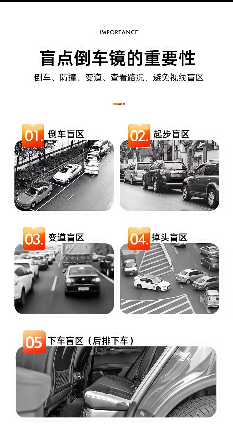 Universal Large Bus and Truck Reversing Mirror Ultra-High-Definition Blind Spot Assist Extra-Large 360-Degree Reversing Rearview Mirror Wide-Angle