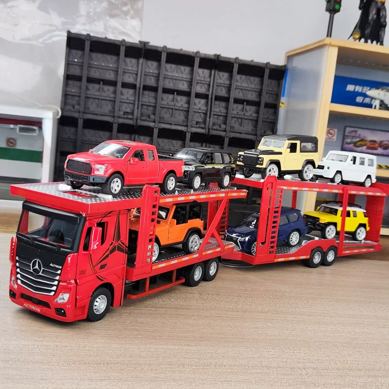 恒腾 Double-layer trailer, car model, truck, scale 1:24