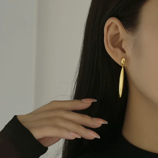 流苏线条银针环女2024年新款洋气长款耳钉小众设计感简约复古耳坠