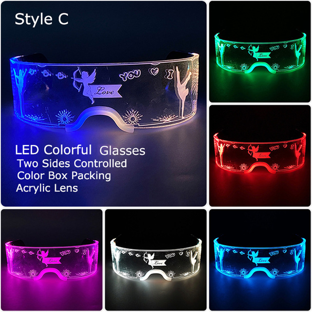 Gafas LED de ciencia ficción con un toque tecnológico, estilo cyberpunk, coloridas, para discoteca, gafas deslumbrantes, a la moda