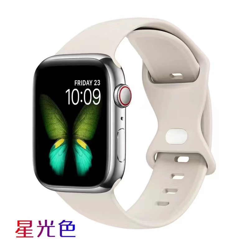 Suitable for iwatch Apple Watch butterfly clasp silicone strap 3/2/1st generation SE strap Apple 6/5/4th generation undefined