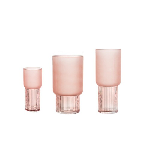 European and American pink frosted glass vase, hotel model room flower vase, living room decoration ornaments wholesale